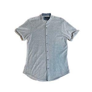 Men's ZARA | Mandarin Collar | S/S Button Down Shirt | Gray | Size - M